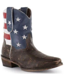 Roper Women's American Beauty Flag Ankle Boots 13 Roper Women's American Beauty Flag Ankle Boots -Ladies Western Cowboy 0454D3 7010 P1