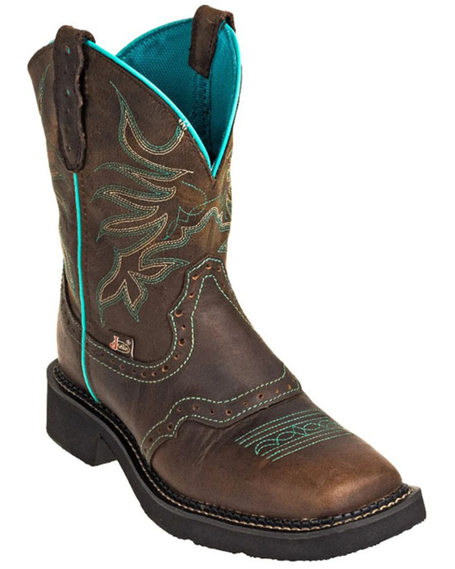 Justin Women's Mandra Chocolate Western Boots - Broad Square Toe 3 Justin Women's Mandra Chocolate Western Boots - Broad Square Toe
