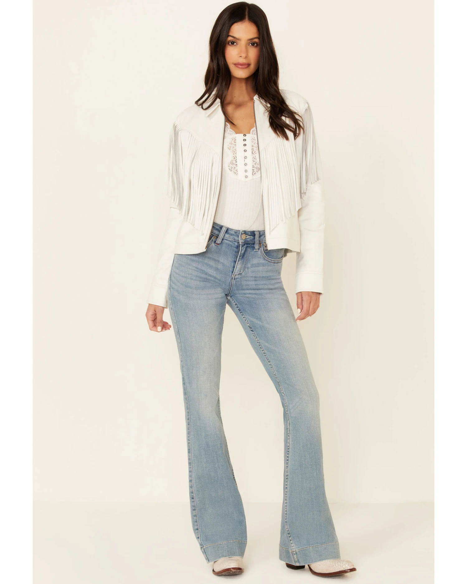 Idyllwind Women's Day Off Fringe Zip-Front Leather Jacket - White 6 Idyllwind Women's Day Off Fringe Zip-Front Leather Jacket - White - Image 4