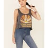 Goodie Two Sleeves Women's Charcoal Southern Sunsets Graphic Crop Tank Top 2 Goodie Two Sleeves Women's Charcoal Southern Sunsets Graphic Crop Tank Top -Ladies Western Cowboy 2000343919 022 P1