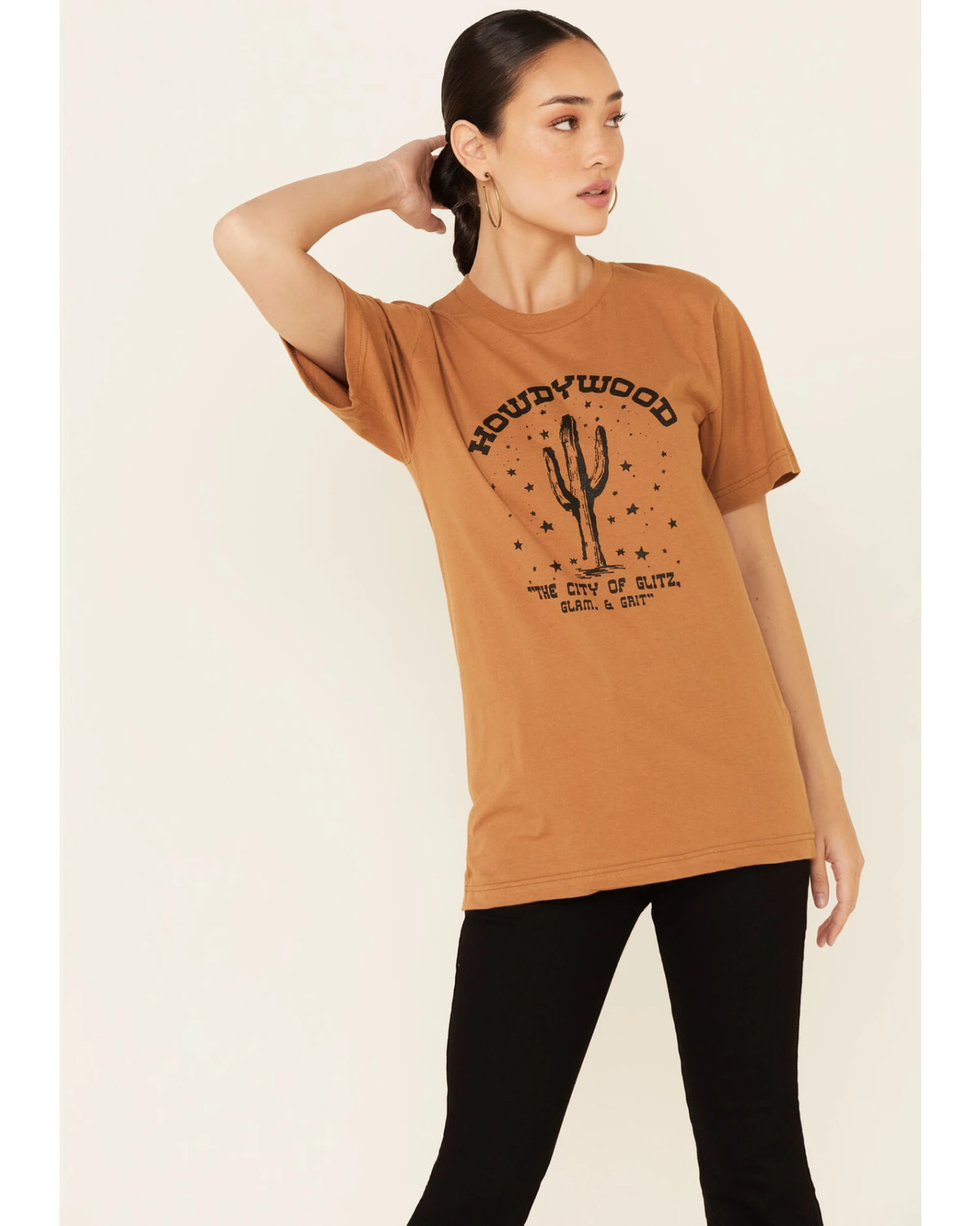 Ali Dee Women's Camel Howdywood Graphic Short Sleeve Tee 3 Ali Dee Women's Camel Howdywood Graphic Short Sleeve Tee