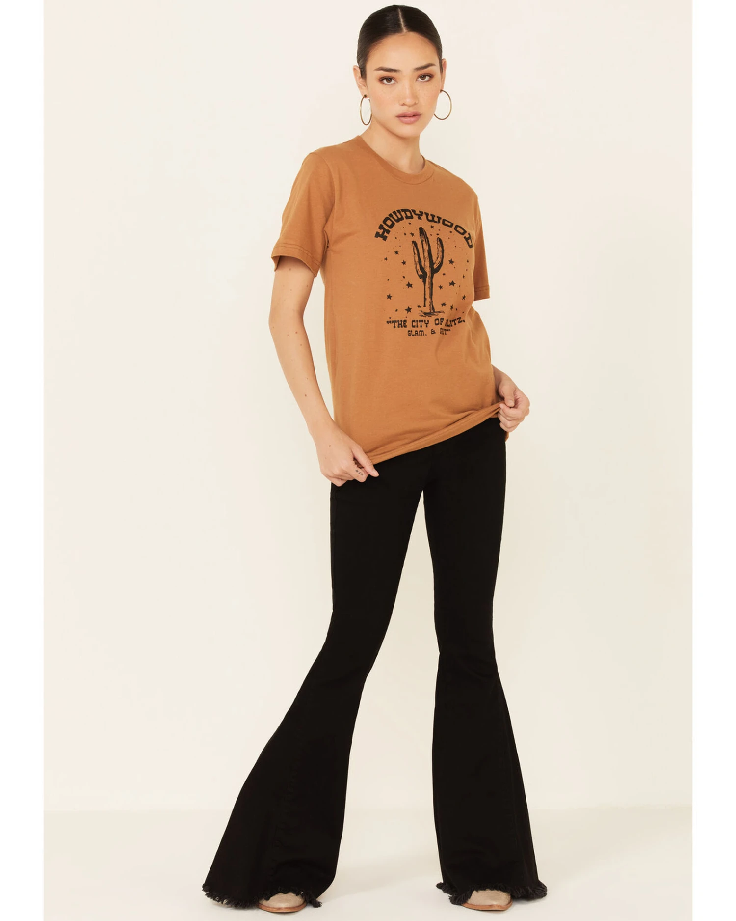 Ali Dee Women's Camel Howdywood Graphic Short Sleeve Tee 4 Ali Dee Women's Camel Howdywood Graphic Short Sleeve Tee - Image 2