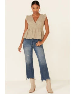 Wishlist Women's Gucci Eyelet Ruffle Surplice Short Sleeve Babydoll Top  -Ladies Western Cowboy 2000349957 341 P2