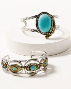 Shyanne Women's Wild Blossom Turquoise Cuff Set