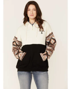 Paramount Network's Yellowstone Women's Mauve Southwestern Sleeve Hoodie Pullover