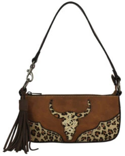Catchfly Women's Convertible Steer Head Cheetah Print Handbag