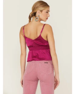 Shyanne Women's Fuchsia Satin Smocked Empire Cami 8 Shyanne Women's Fuchsia Satin Smocked Empire Cami -Ladies Western Cowboy 2000358473 550 P3