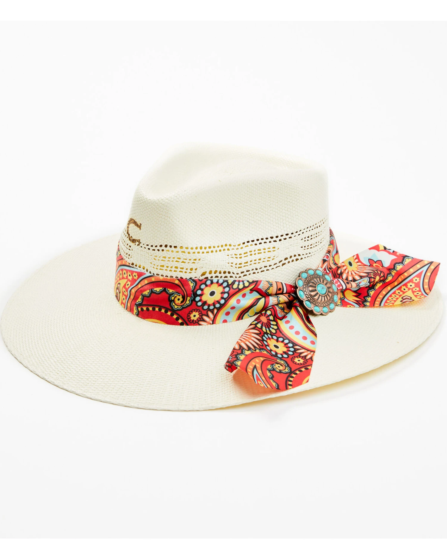 Charlie 1 Horse Women's Chisos Floral Paisley Print Western Straw Hat 3 Charlie 1 Horse Women's Chisos Floral Paisley Print Western Straw Hat