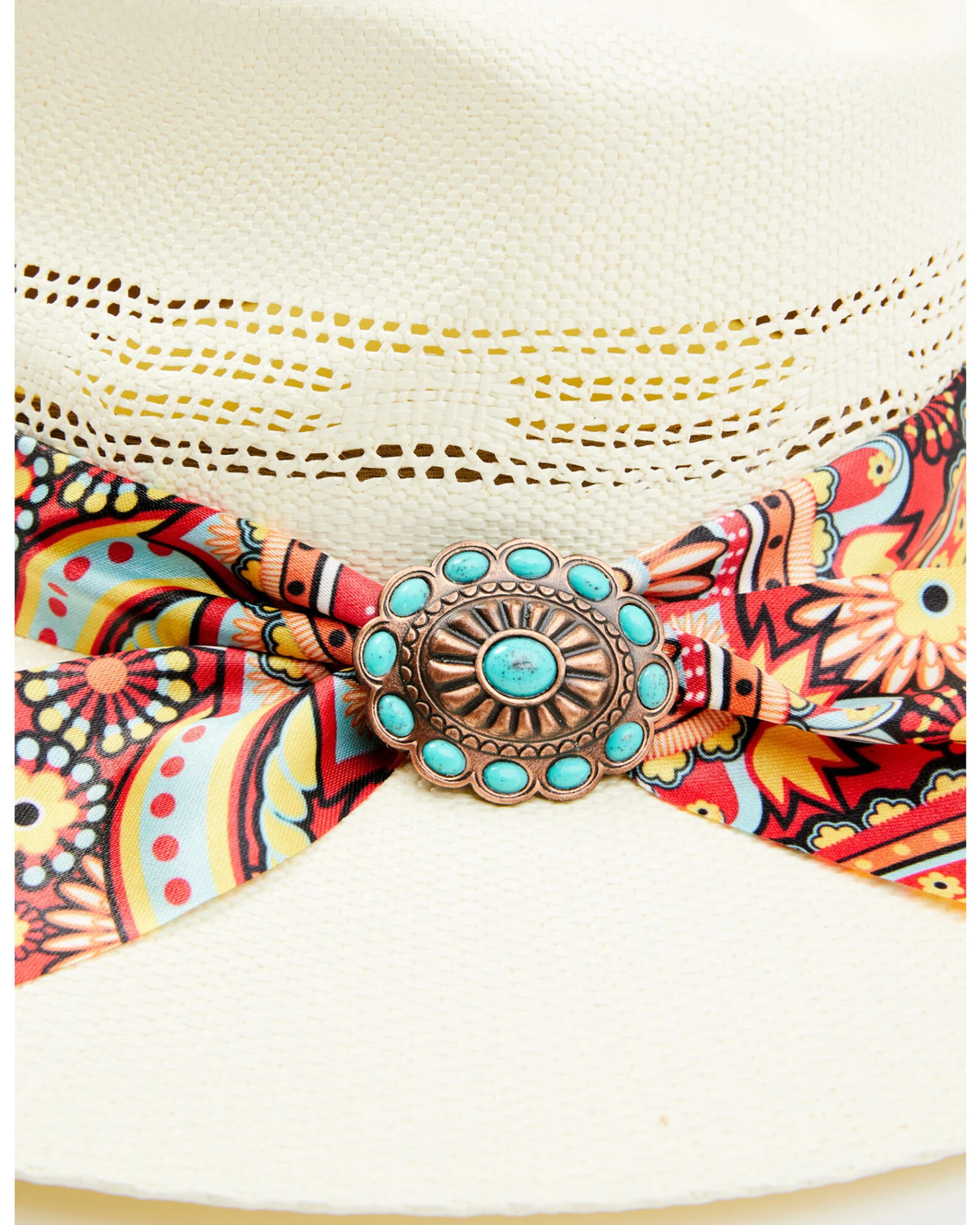 Charlie 1 Horse Women's Chisos Floral Paisley Print Western Straw Hat 4 Charlie 1 Horse Women's Chisos Floral Paisley Print Western Straw Hat - Image 2