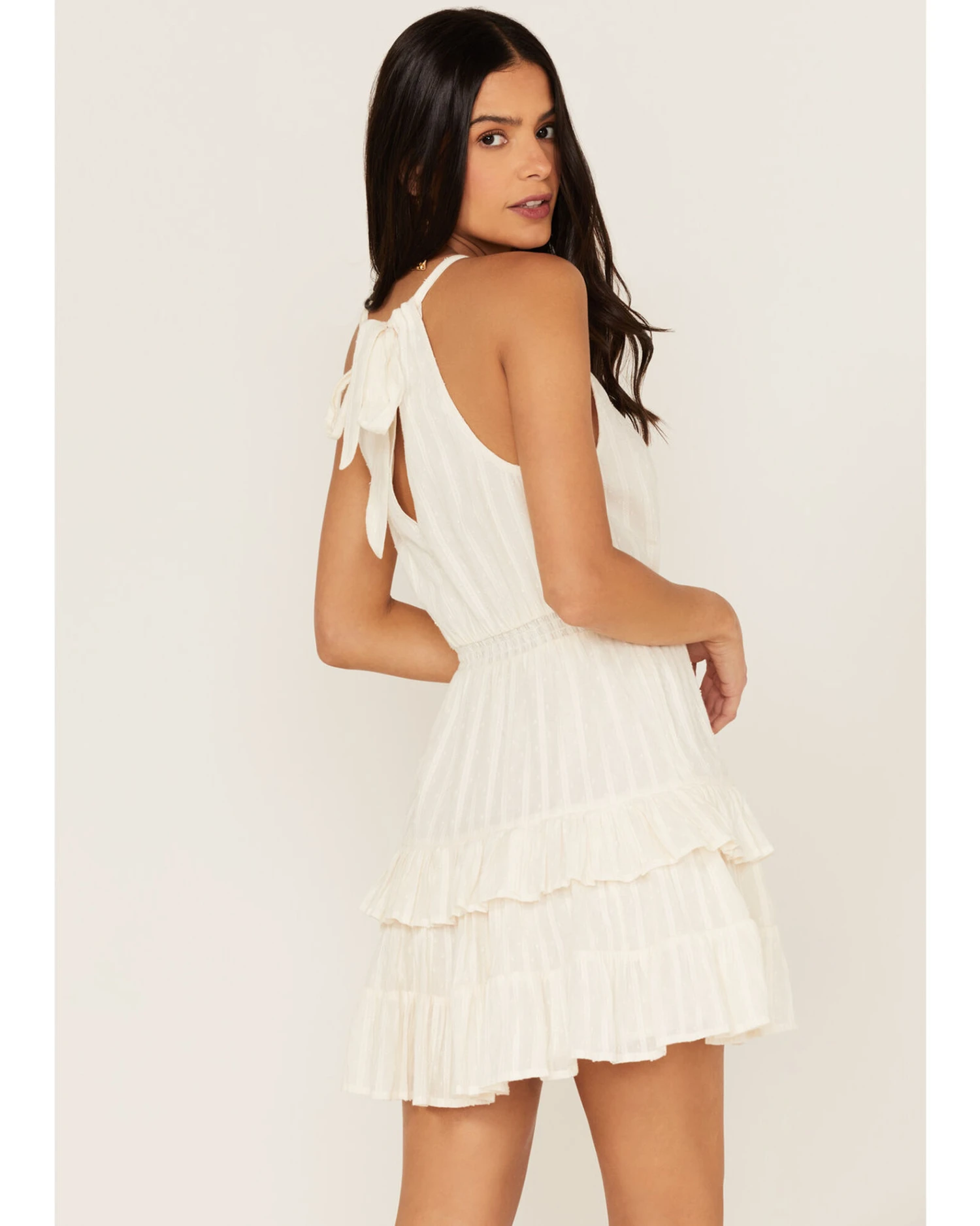 Shyanne Women's Swiss Dot Embroidered Halter Neck Dress 6 Shyanne Women's Swiss Dot Embroidered Halter Neck Dress - Image 4