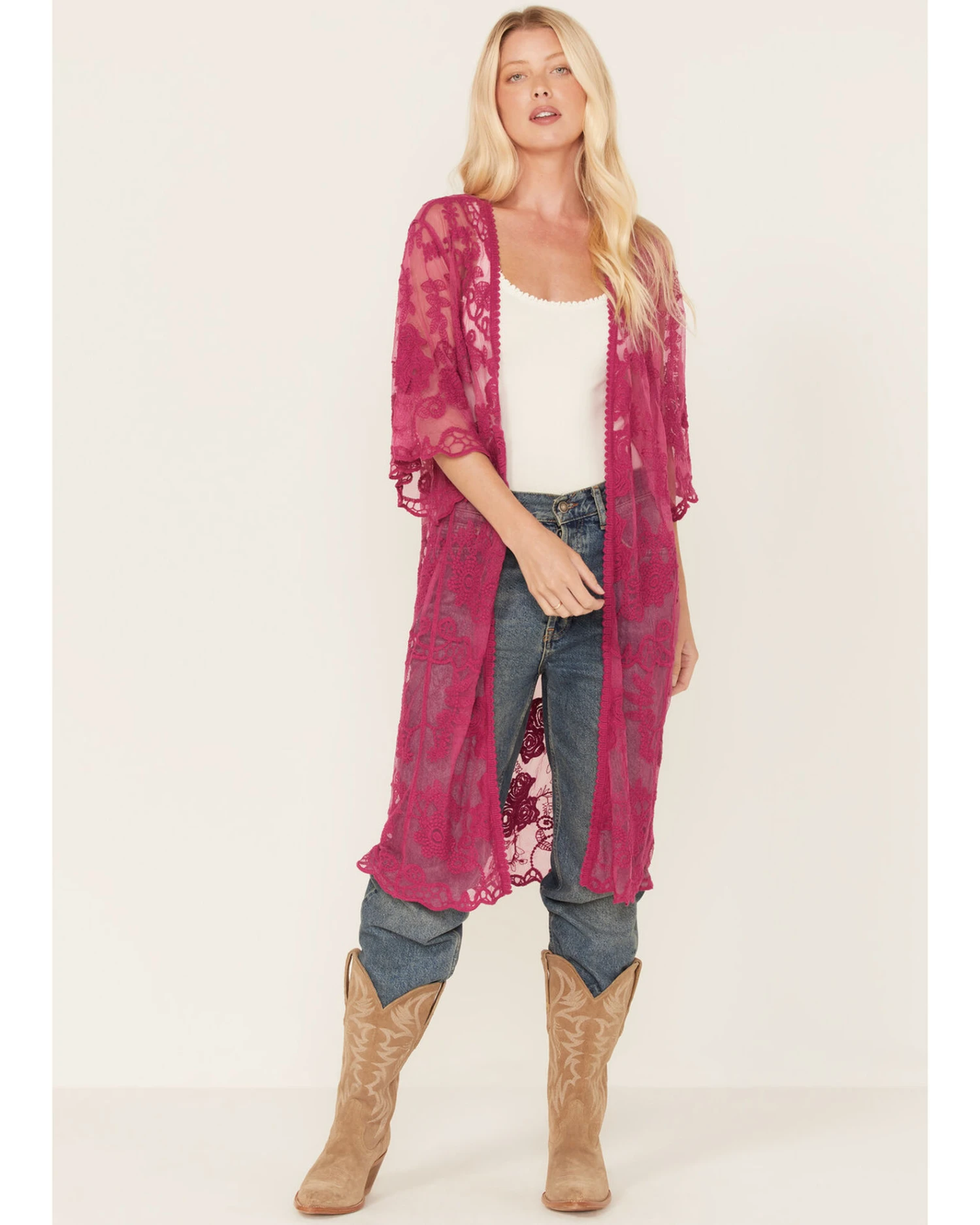 Shyanne Women's Lace Duster Kimono 3 Shyanne Women's Lace Duster Kimono