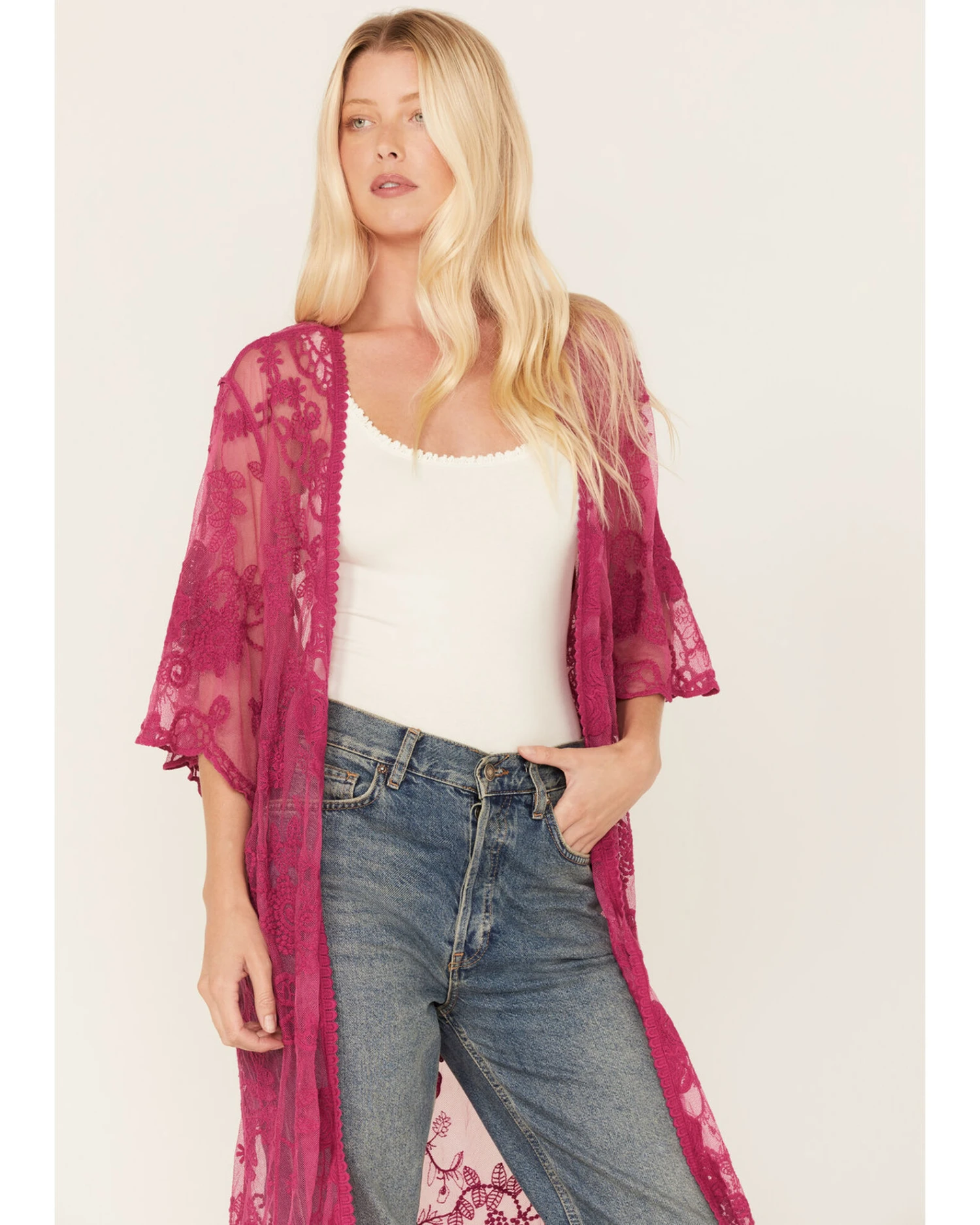Shyanne Women's Lace Duster Kimono 4 Shyanne Women's Lace Duster Kimono - Image 2