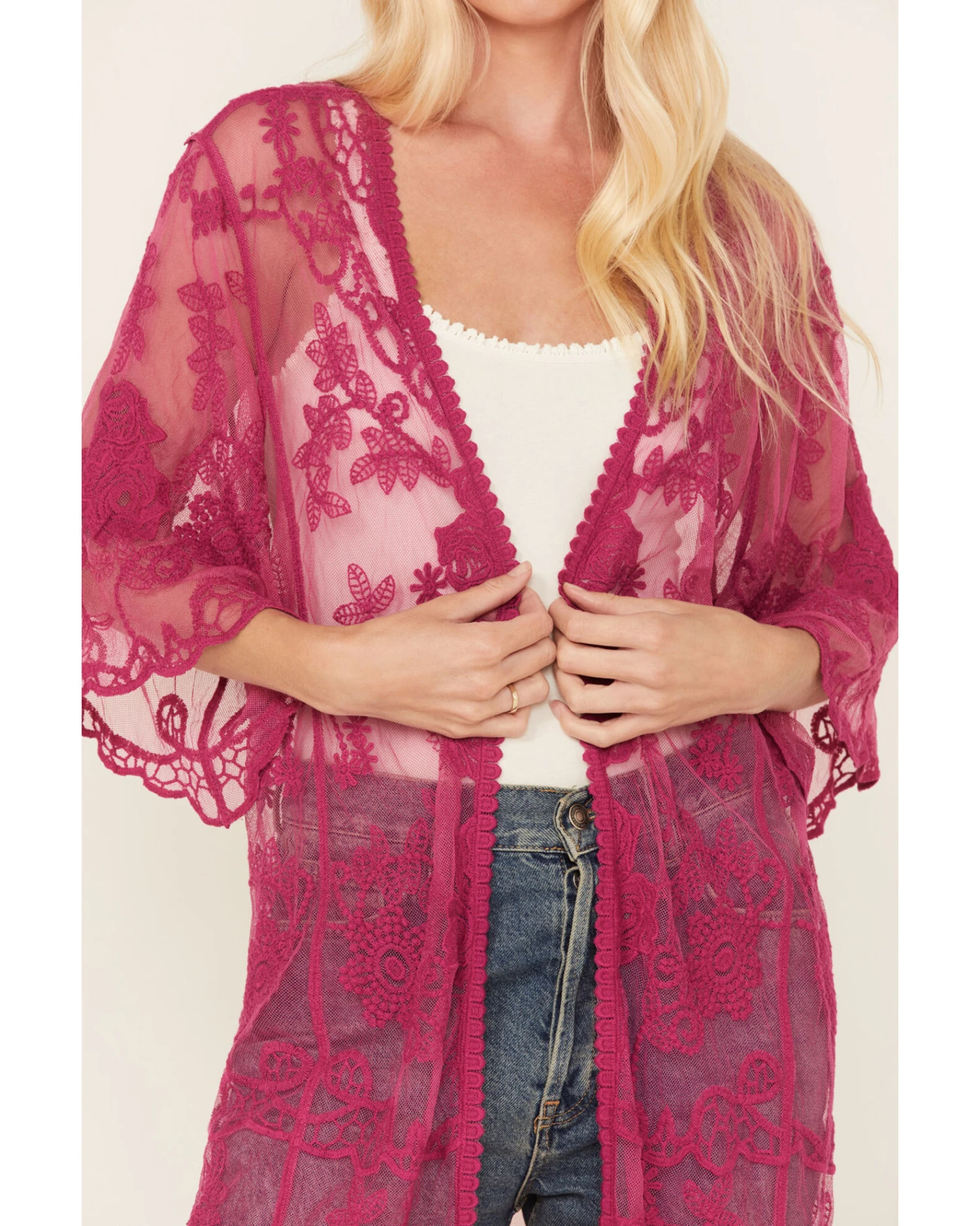 Shyanne Women's Lace Duster Kimono 5 Shyanne Women's Lace Duster Kimono - Image 3