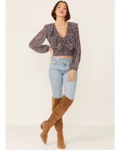 Lush Women's Floral Cinch Front Top -Ladies Western Cowboy 2000367357 001 P4