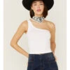 Fornia Women's Top One White One Shoulder Ribbed Cami Top 2 Fornia Women's Top One White One Shoulder Ribbed Cami Top -Ladies Western Cowboy 2000368172 100 P1