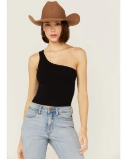 Fornia Women's Top One One Shoulder Ribbed Cami Top