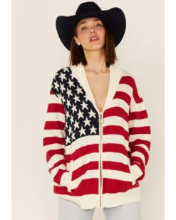 Show Me Your Mumu Women's American Flag Knit Cardigan Sweater