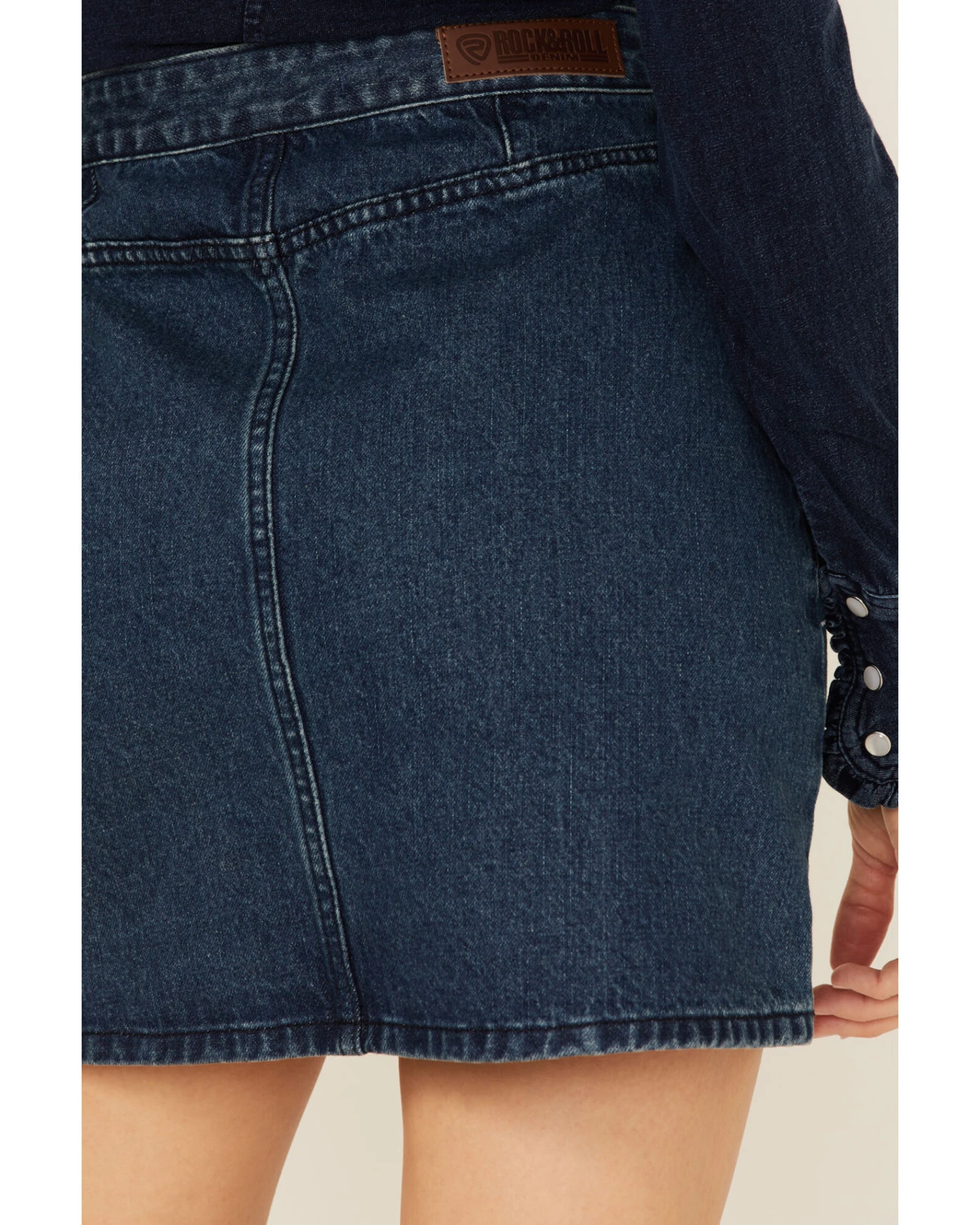 Rock & Roll Denim Women's Dark Wash Studded Belted Western Denim Mini Skirt 7 Rock & Roll Denim Women's Dark Wash Studded Belted Western Denim Mini Skirt - Image 5