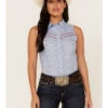 Rock & Roll Denim Women's Tile Print Sleeveless Snap Western Core Shirt -Ladies Western Cowboy 2000368524 400 P1