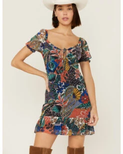 Molly Bracken Women's Summer Nights Mini Print Dress 9 Molly Bracken Women's Summer Nights Mini Print Dress -Ladies Western Cowboy 2000368846 001 P4