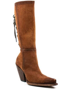 Dan Post Women's Corsette Back Lace Tall Western Leather Boots - Snip Toe