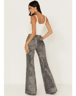 Wrangler Women's Wanderer Laser Acid Wash High Rise Distressed Flare Jeans -Ladies Western Cowboy 2000371298 001 P3