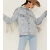 The Dylan Jacket By DanielXDiamond: Women's Blue Denim Jacket With Silver Fringe  -Ladies Western Cowboy 2000371347 400 P1
