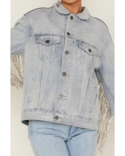 The Dylan Jacket By DanielXDiamond: Women's Blue Denim Jacket With Silver Fringe  -Ladies Western Cowboy 2000371347 400 P3