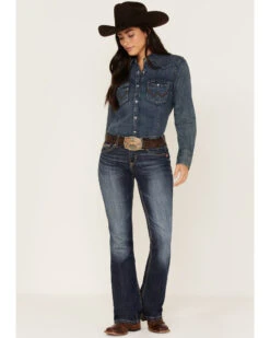 Ariat Women's R.E.A.L. Vicky Medium Wash Mid Rise Embroidered Bootcut Jeans