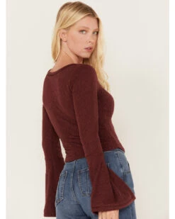 Shyanne Women's Deep V-Neck Bell Sleeve Crop Top 9 Shyanne Women's Deep V-Neck Bell Sleeve Crop Top -Ladies Western Cowboy 2000373000 646 P4