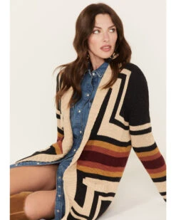 Pendleton Women's Harding Striped Vibrant Pattern Knit Cardigan Sweater
