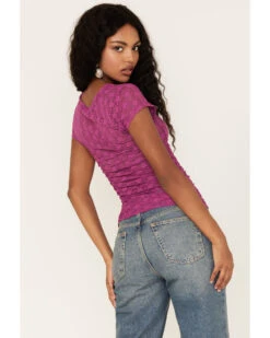 Free People Women's Keep It Simple Lace Short Sleeve Top -Ladies Western Cowboy 2000374742 555 P4