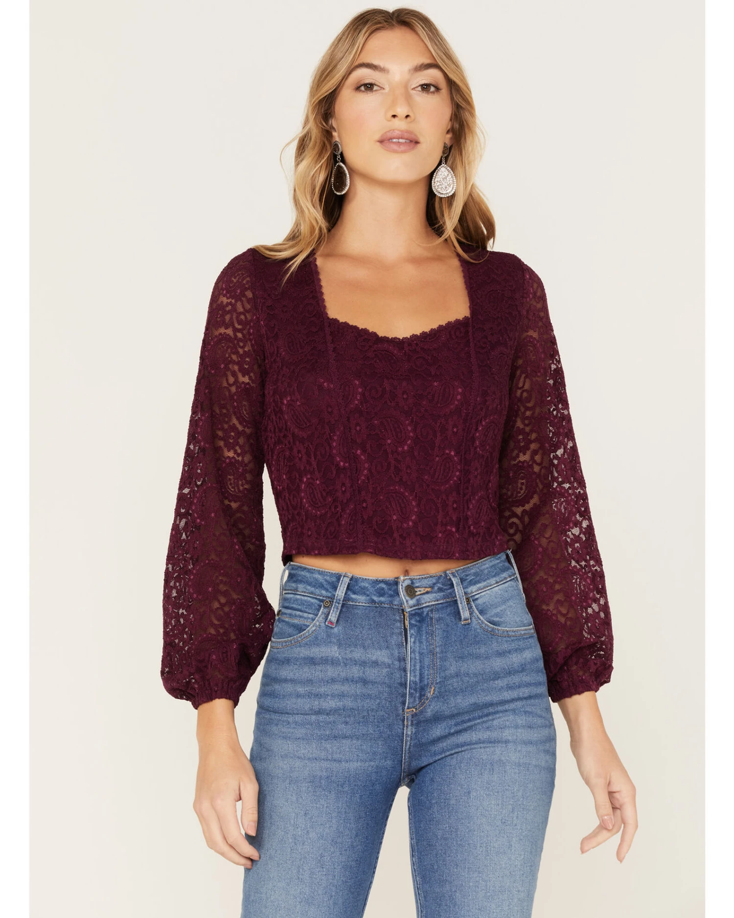 Idyllwind Women's Date Night Floral Lace Crop Top 3 Idyllwind Women's Date Night Floral Lace Crop Top