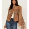 Sidran Women's Beaded Fringe Suede Jacket 2 Sidran Women's Beaded Fringe Suede Jacket -Ladies Western Cowboy 2000378013 281 P1