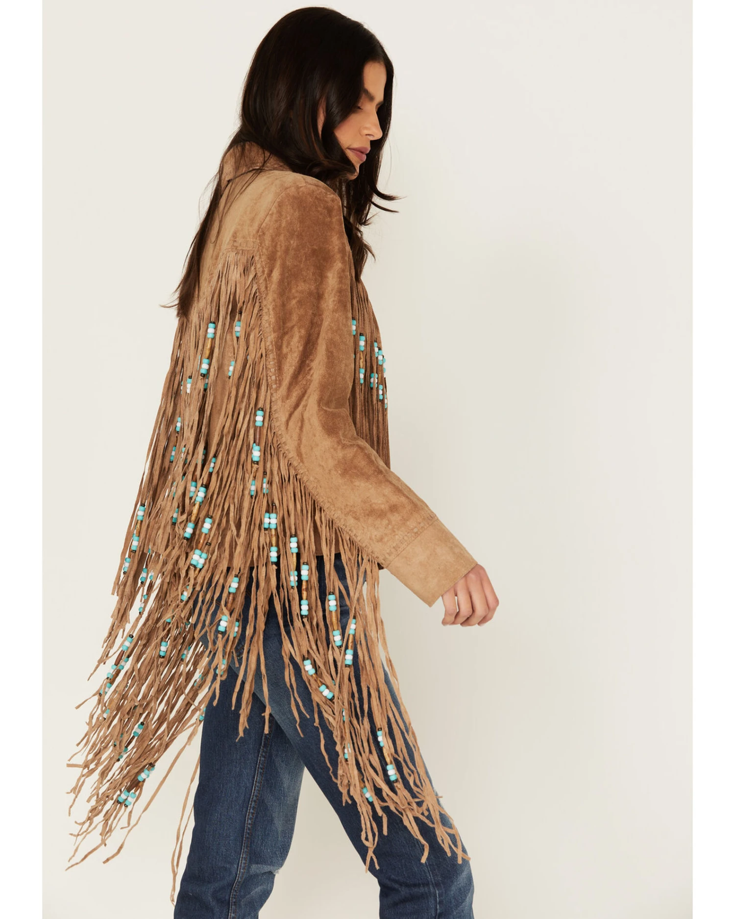 Sidran Women's Beaded Fringe Suede Jacket 4 Sidran Women's Beaded Fringe Suede Jacket - Image 2