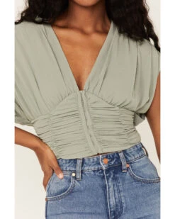 Free People Women's Aria Ruched Corset Crop Top 8 Free People Women's Aria Ruched Corset Crop Top -Ladies Western Cowboy 2000378055 341 P3
