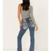 Miss Me Women's Medium Wash Mid Rise Embroidered Paisley Distressed Bootcut Jeans - Long -Ladies Western Cowboy 2000378163 401 P1