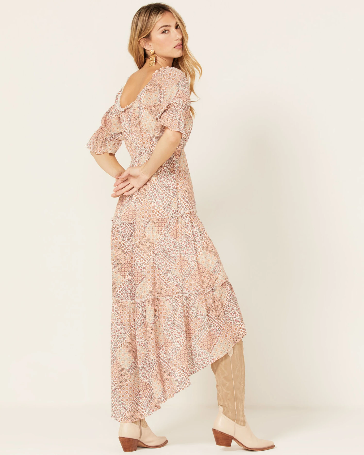 Wild Moss Women's Patchwork Floral Paisley Print Dress 6 Wild Moss Women's Patchwork Floral Paisley Print Dress - Image 4