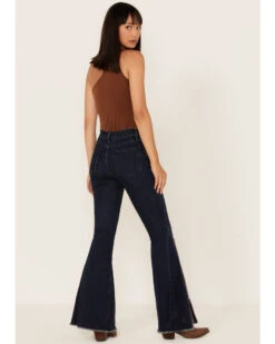 Saints & Hearts Women's Dark Wash High Rise Embroidered Slit Flare Jeans 8 Saints & Hearts Women's Dark Wash High Rise Embroidered Slit Flare Jeans -Ladies Western Cowboy 2000379209 400 P3