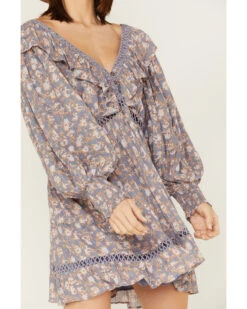 Jen's Pirate Booty Women's Floral Print Long Sleeve Wildflower Lasi Mini Dress -Ladies Western Cowboy 2000379674 400 P3