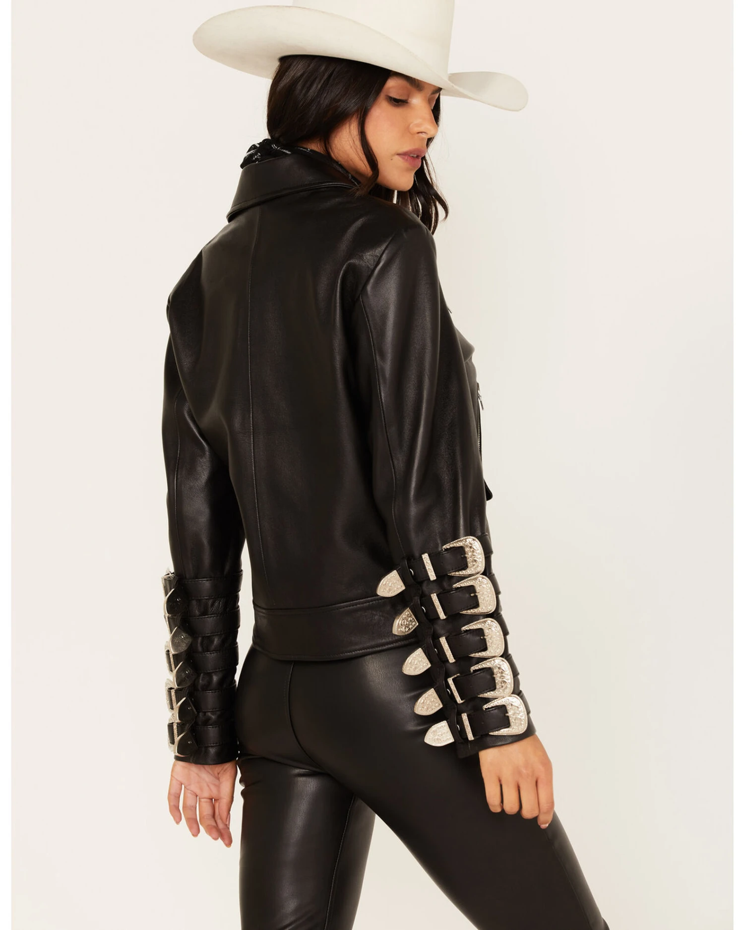 DANCASSAB Women's Bjork Leather Moto Biker Jacket 6 DANCASSAB Women's Bjork Leather Moto Biker Jacket - Image 4