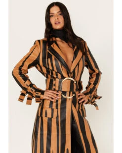 DANCASSAB Women's Diana Zebra Stripe Leather Coat 10 DANCASSAB Women's Diana Zebra Stripe Leather Coat -Ladies Western Cowboy 2000380608 280 P4