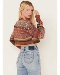 Cleo + Wolf Women's Geo Pattern Knit Cropped Cardigan 9 Cleo + Wolf Women's Geo Pattern Knit Cropped Cardigan -Ladies Western Cowboy 2000380760 250 P4