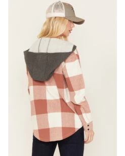 Cleo + Wolf Women's Buffalor Plaid Print Hooded Flannel Shirt -Ladies Western Cowboy 2000380772 200 P4