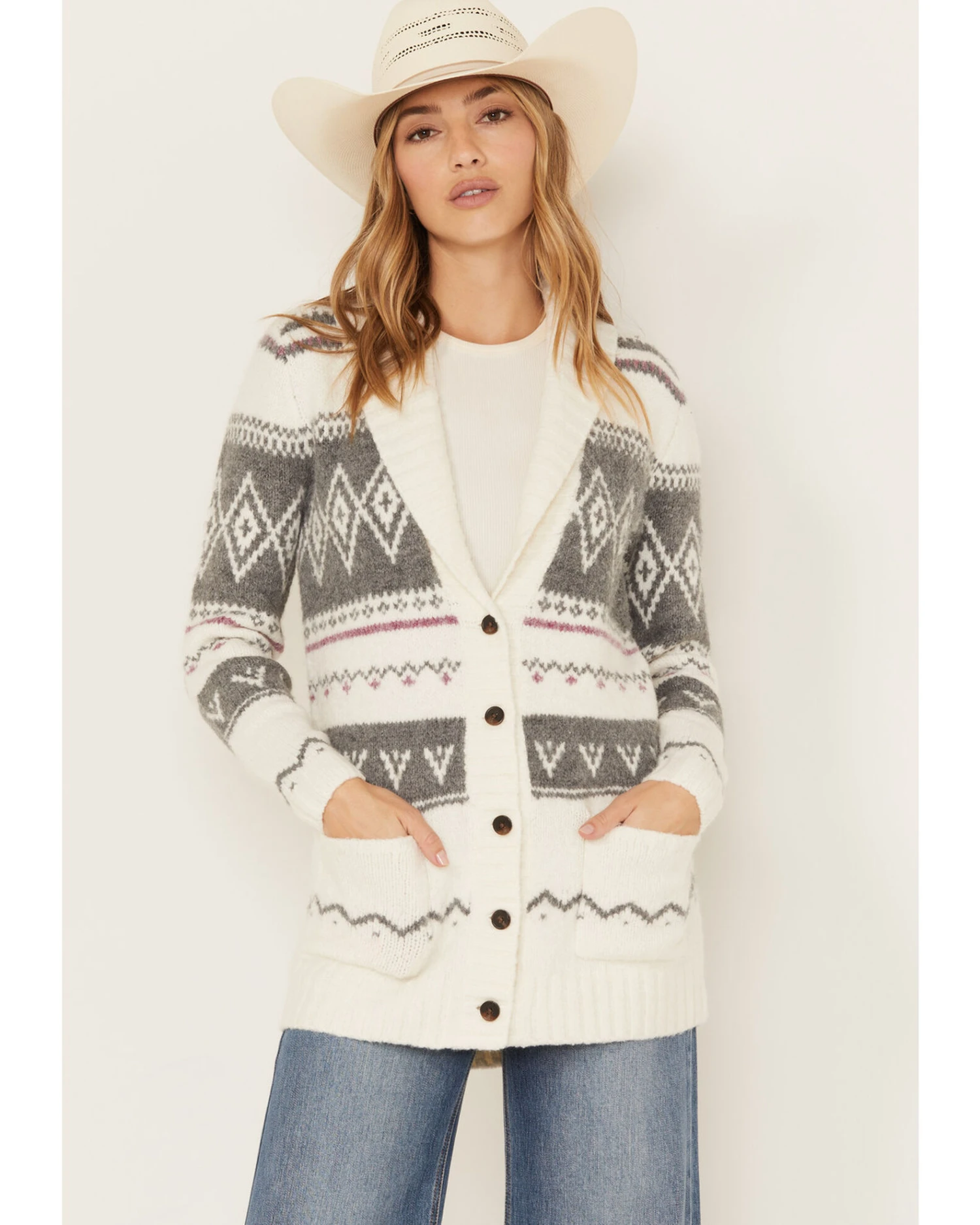 Cleo + Wolf Women's Fairisle Cardigan 3 Cleo + Wolf Women's Fairisle Cardigan