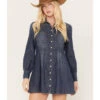 Shyanne Women's Medium Wash Long Sleeve Denim Shirt Dress 1 Shyanne Women's Medium Wash Long Sleeve Denim Shirt Dress -Ladies Western Cowboy 2000381369 414 P1