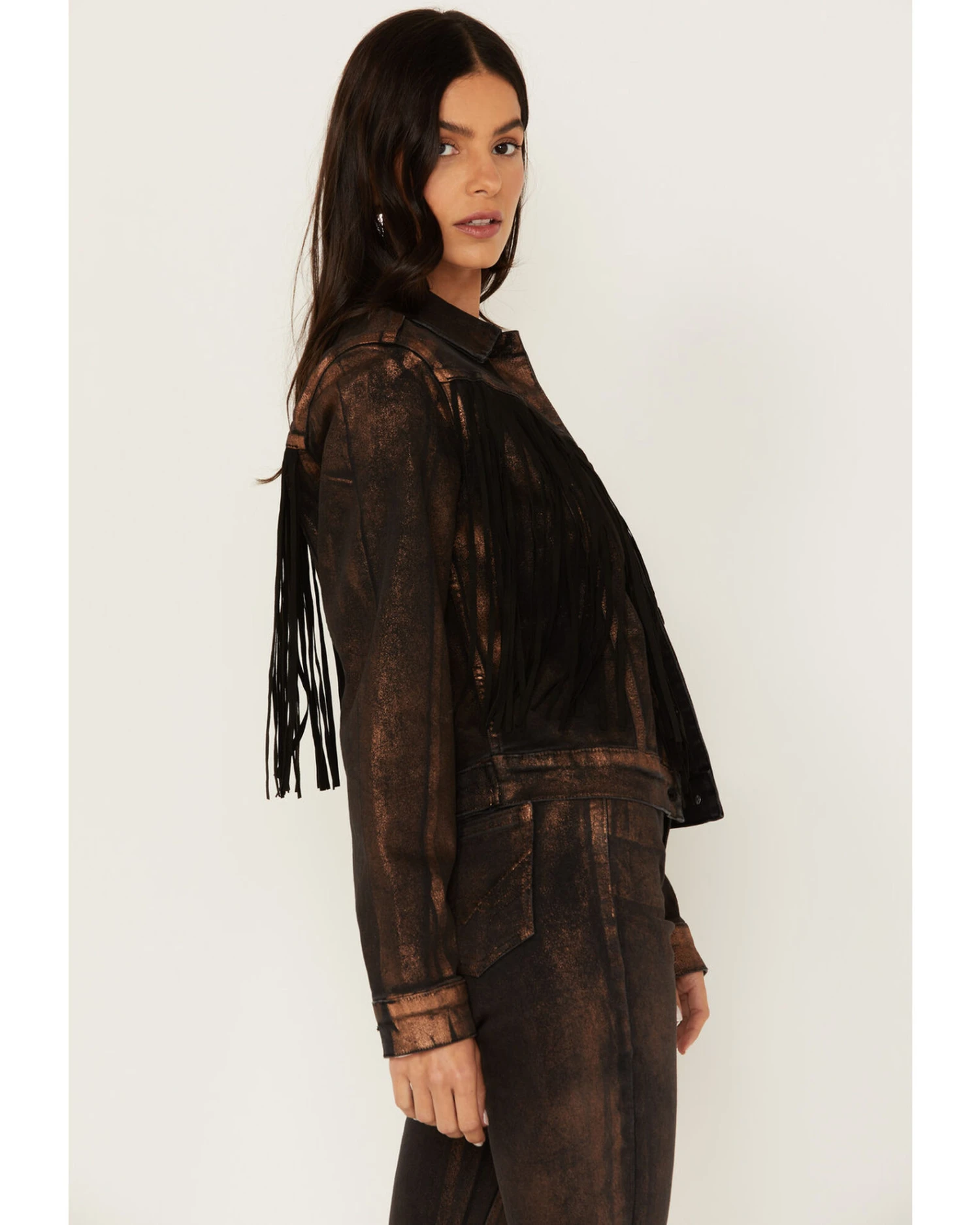 Idyllwind Women's Cropped Fringe Denim Jacket 4 Idyllwind Women's Cropped Fringe Denim Jacket - Image 2