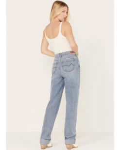 Cleo + Wolf Women's Medium Wash Short Straight Cuffed Jeans 8 Cleo + Wolf Women's Medium Wash Short Straight Cuffed Jeans -Ladies Western Cowboy 2000381494 414 P3