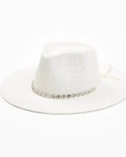 Nikki Beach Women's White Krystal Australian Toyo Fedora Hat