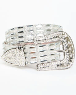 Wonderwest Women's Silver Glass Rhinestone Belt